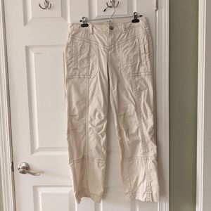 Athleta Cream Pants with Contrast Stitching